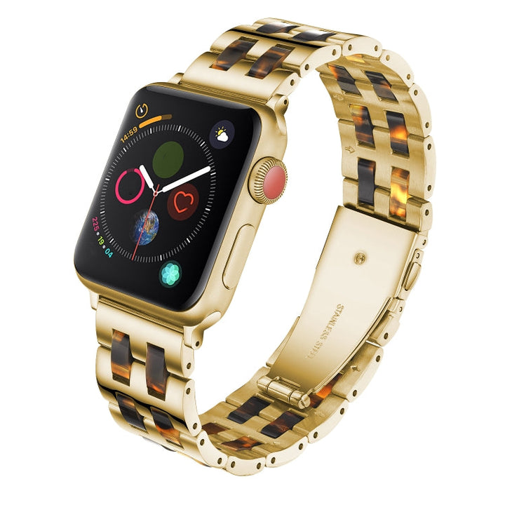 Lisslune | For Apple Watch 5 & 4 44mm / 3 & 2 & 1 42mm Stainless Steel + Resin Band (Hawksbill)