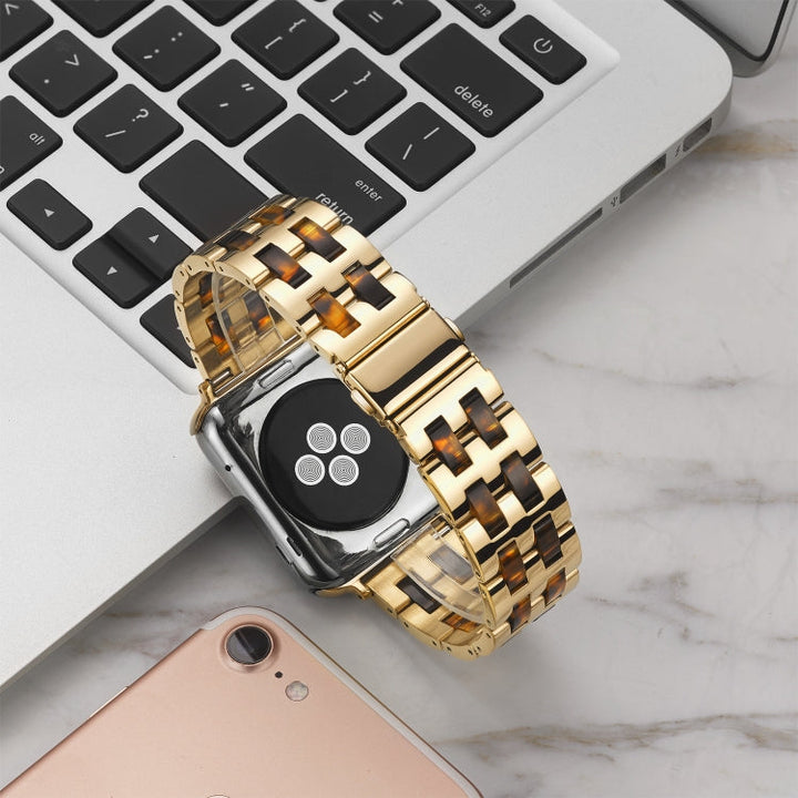 Lisslune | For Apple Watch 5 & 4 44mm / 3 & 2 & 1 42mm Stainless Steel + Resin Band (Hawksbill)