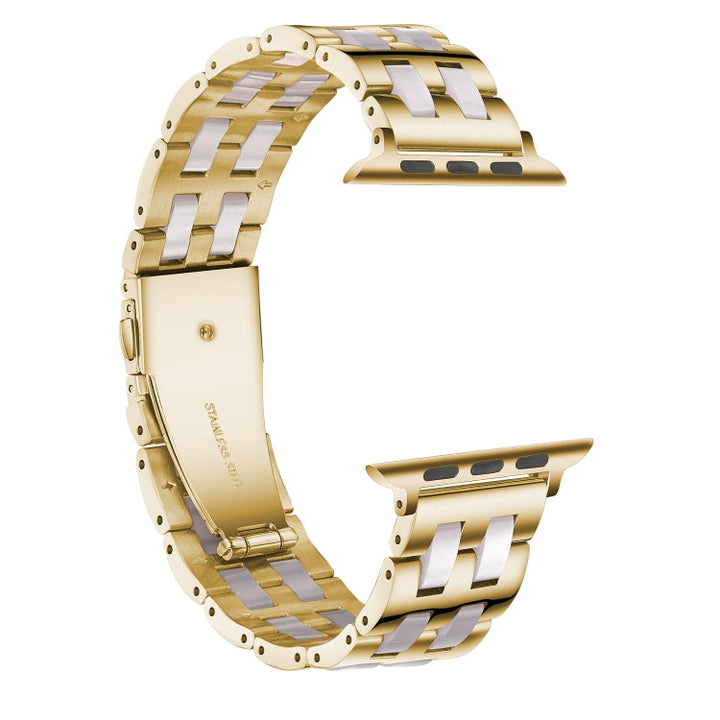 Lisslune | For Apple Watch 5 & 4 44mm / 3 & 2 & 1 42mm Stainless Steel + Resin Bracelet (Pink)