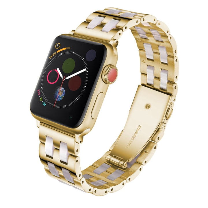 Lisslune | For Apple Watch 5 & 4 44mm / 3 & 2 & 1 42mm Stainless Steel + Resin Bracelet (Pink)