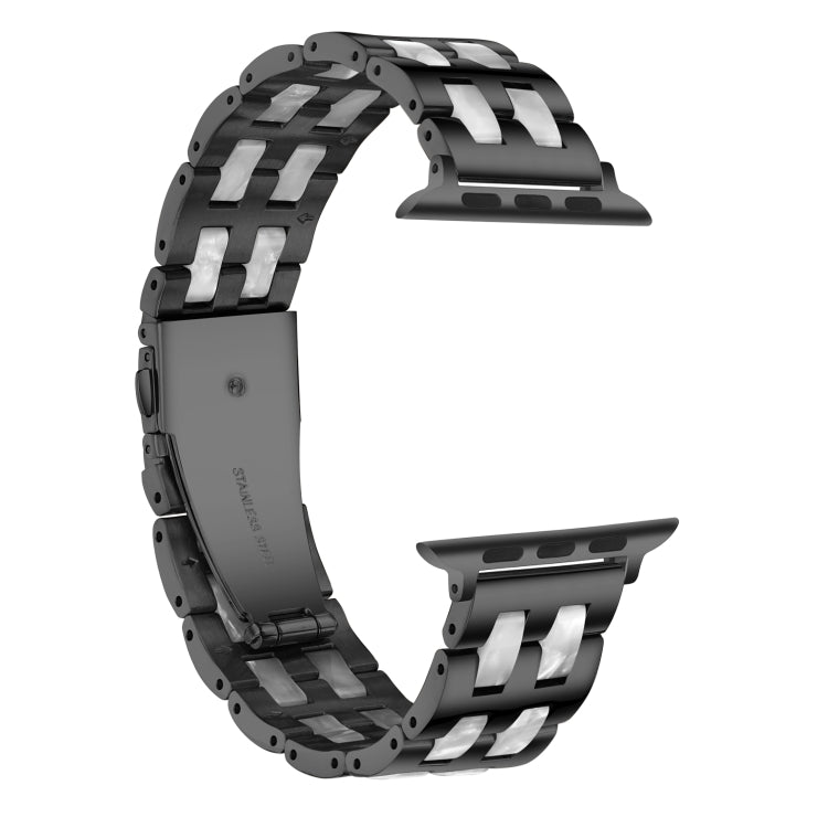 Lisslune | For Apple Watch 5 & 4 44mm / 3 & 2 & 1 42mm Stainless Steel + Resin Watch Band (Black)