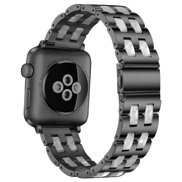 Lisslune | For Apple Watch 5 & 4 44mm / 3 & 2 & 1 42mm Stainless Steel + Resin Watch Band (Black)