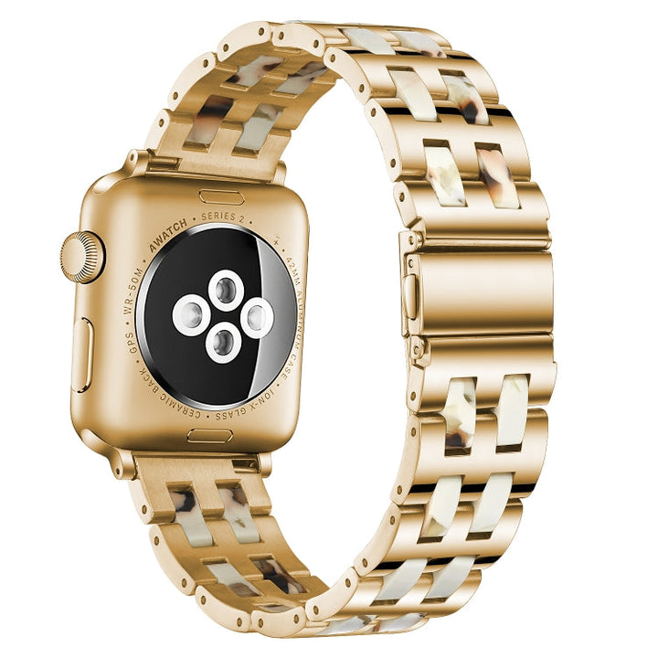 Lisslune | For Apple Watch 5 & 4 44mm / 3 & 2 & 1 42mm Stainless Steel + Resin Band (Nougat)