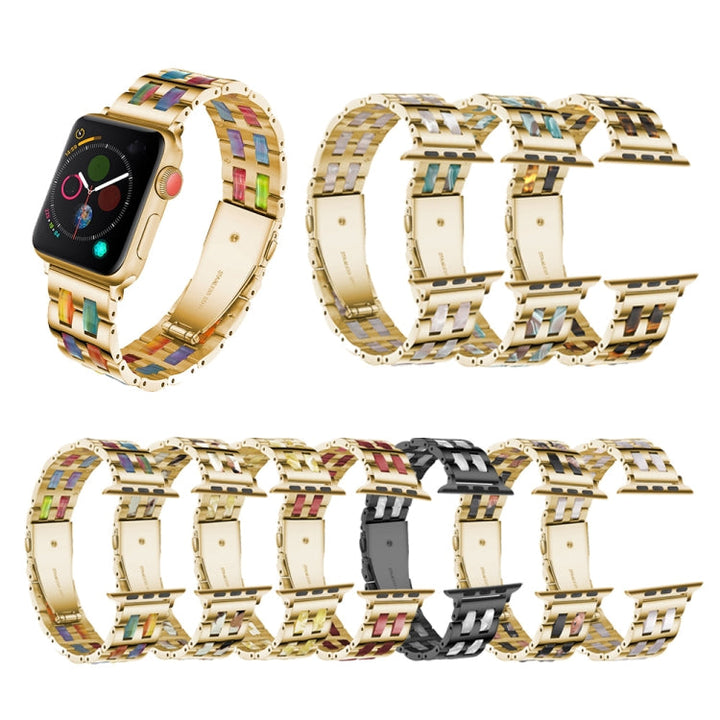 Lisslune | For Apple Watch 5 & 4 44mm / 3 & 2 & 1 42mm Stainless Steel + Resin Bracelet (Pink)