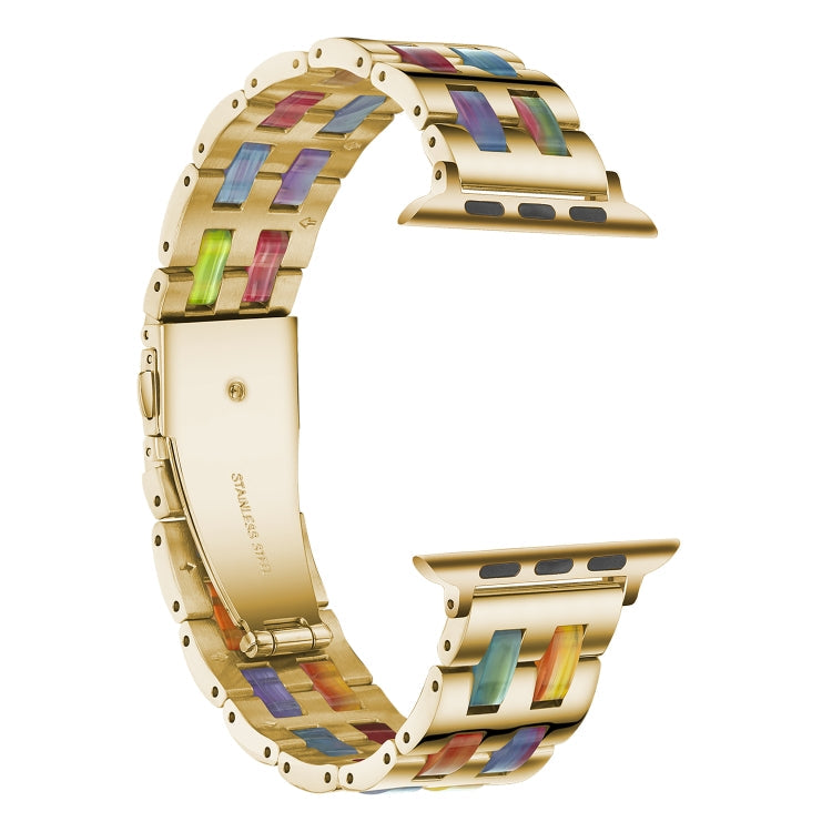 Lisslune | For Apple Watch Series 8&7 41mm / SE 2&6&SE&5&4 40mm / 3&2&1 38mm Stainless Steel + Resin Watch Band (Iridescent)