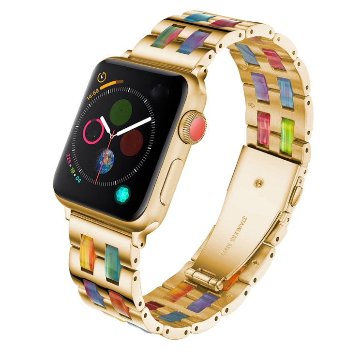 Lisslune | For Apple Watch Series 8&7 41mm / SE 2&6&SE&5&4 40mm / 3&2&1 38mm Stainless Steel + Resin Watch Band (Iridescent)