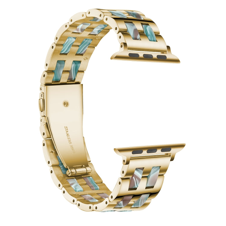 Lisslune | For Apple Watch Series 8&7 41mm / SE 2&6&SE&5&4 40mm / 3&2&1 38mm Stainless Steel + Resin Bracelet (Emerald Green)