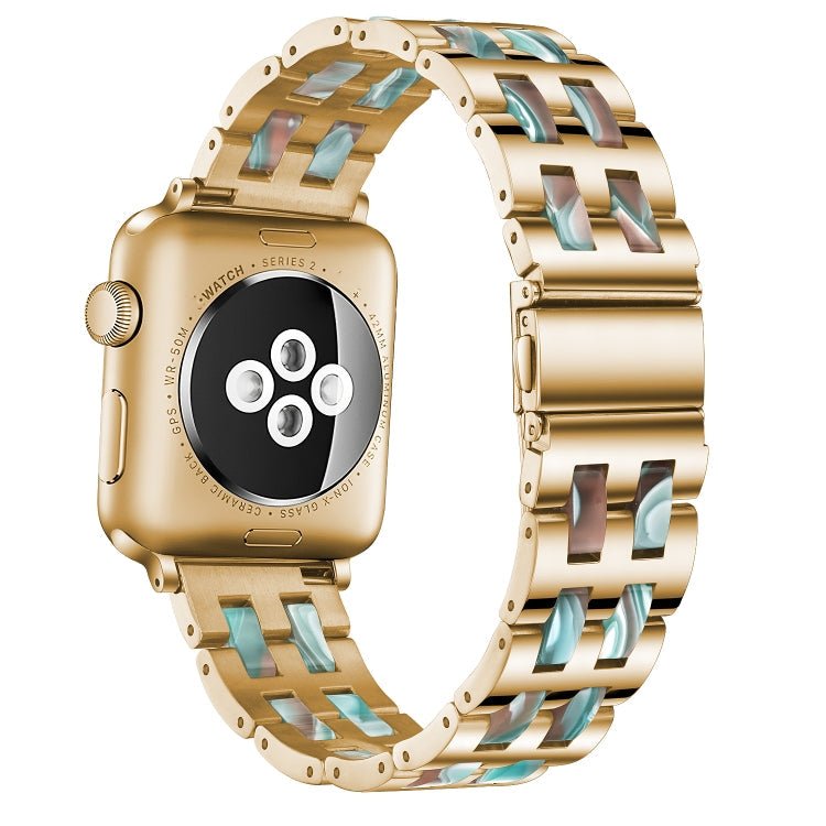 Lisslune | For Apple Watch Series 8&7 41mm / SE 2&6&SE&5&4 40mm / 3&2&1 38mm Stainless Steel + Resin Bracelet (Emerald Green)