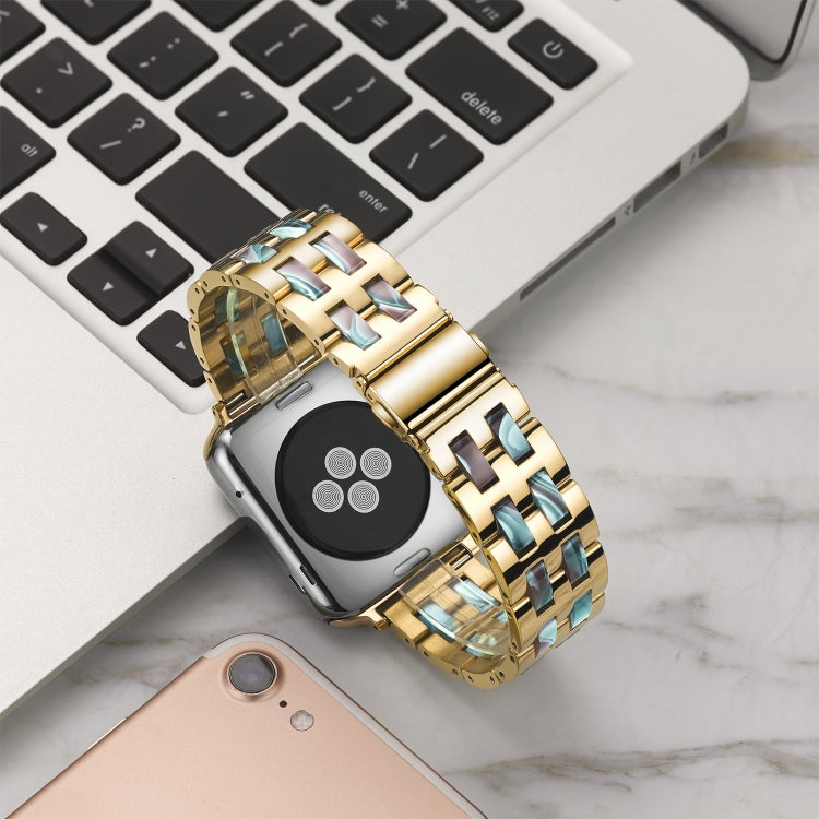 Lisslune | For Apple Watch Series 8&7 41mm / SE 2&6&SE&5&4 40mm / 3&2&1 38mm Stainless Steel + Resin Bracelet (Emerald Green)