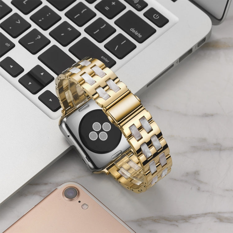Lisslune | For Apple Watch Series 8&7 41mm / SE 2&6&SE&5&4 40mm / 3&2&1 38mm Stainless Steel + Resin Bracelet (Pink Flower)