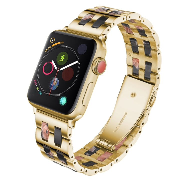 Lisslune | For Apple Watch Series 8&7 41mm / SE 2&6&SE&5&4 40mm / 3&2&1 38mm Stainless Steel + Resin Watch Band (Black-Rose)