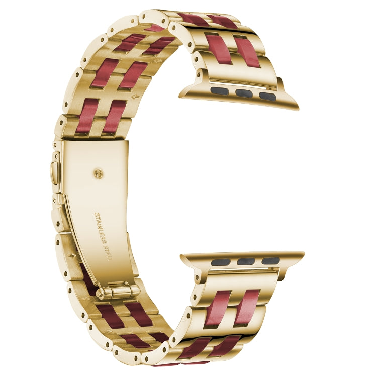 Lisslune | For Apple Watch Series 8&7 41mm / SE 2&6&SE&5&4 40mm / 3&2&1 38mm Stainless Steel + Resin Bracelet (Burgundy)