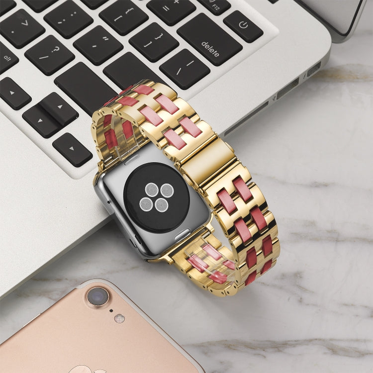 Lisslune | For Apple Watch Series 8&7 41mm / SE 2&6&SE&5&4 40mm / 3&2&1 38mm Stainless Steel + Resin Bracelet (Burgundy)
