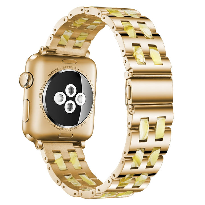 Lisslune | For Apple Watch Series 8&7 41mm / SE 2&6&SE&5&4 40mm / 3&2&1 38mm Stainless Steel + Resin Band (Beeswax)