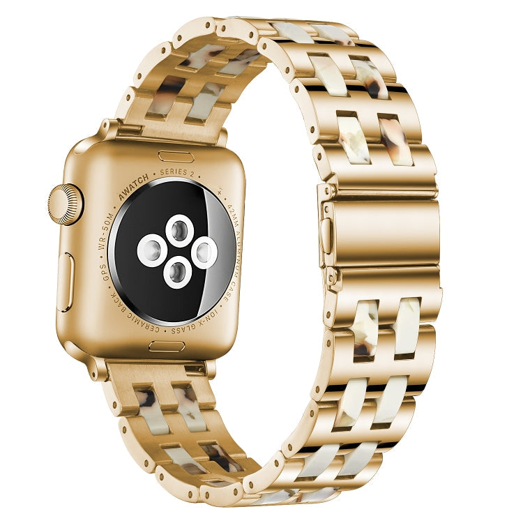 Lisslune | For Apple Watch Series 8&7 41mm / SE 2&6&SE&5&4 40mm / 3&2&1 38mm Stainless Steel + Resin Watch Band (Nougat)