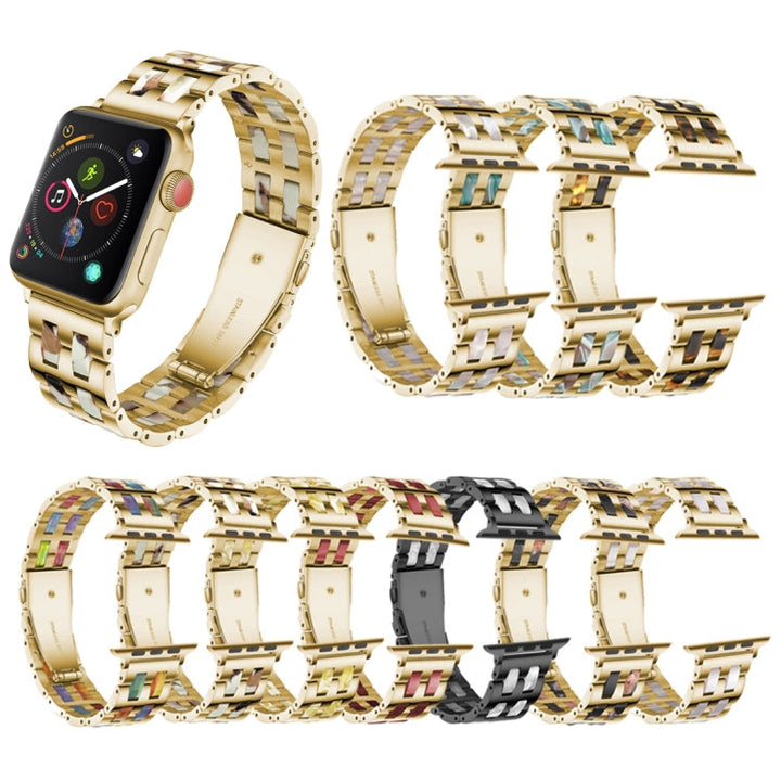 Lisslune | For Apple Watch Series 8&7 41mm / SE 2&6&SE&5&4 40mm / 3&2&1 38mm Stainless Steel + Resin Watch Band (Nougat)