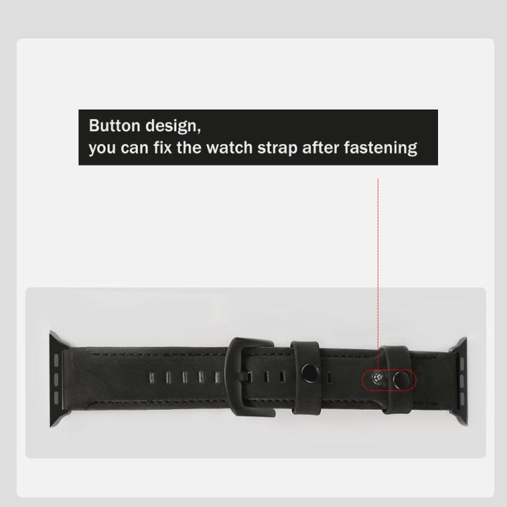 Lisslune | For Apple Watch 5 & 4 40mm / 3 & 2 & 1 38mm Leather Watch Band (Black)
