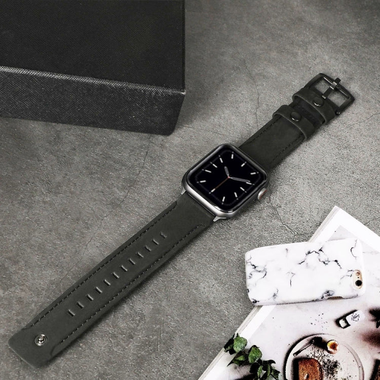 Lisslune | For Apple Watch 5 & 4 40mm / 3 & 2 & 1 38mm Leather Watch Band (Black)