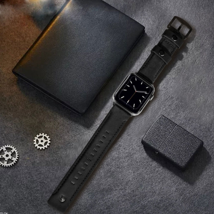 Lisslune | For Apple Watch 5 & 4 40mm / 3 & 2 & 1 38mm Leather Watch Band (Black)