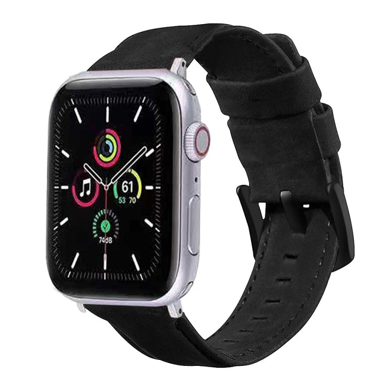 Lisslune | For Apple Watch 5 & 4 40mm / 3 & 2 & 1 38mm Leather Watch Band (Black)