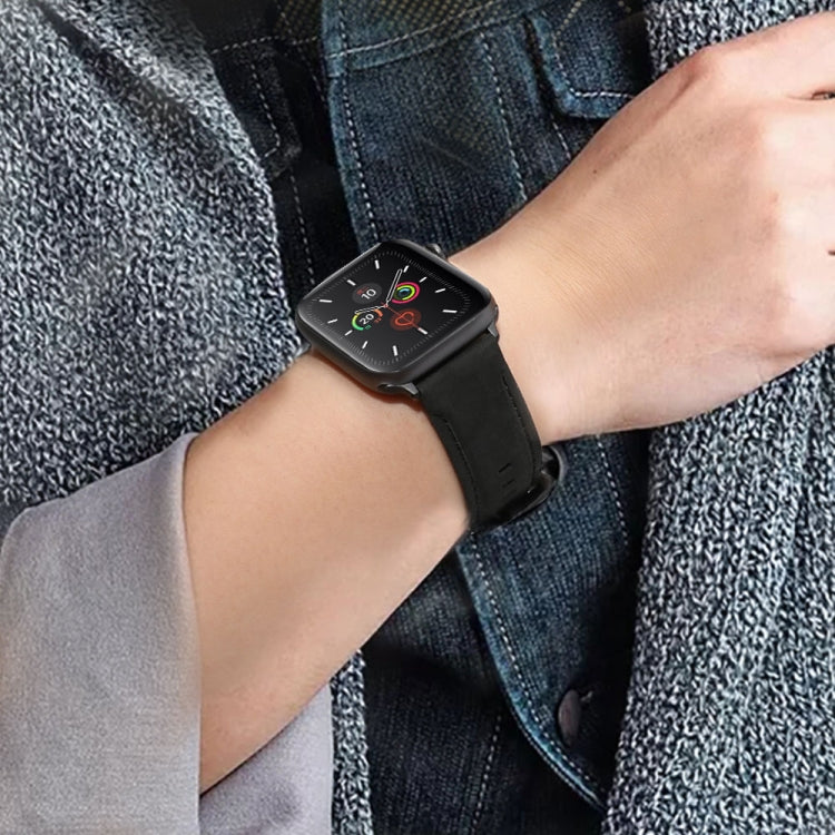Lisslune | For Apple Watch 5 & 4 40mm / 3 & 2 & 1 38mm Leather Watch Band (Black)