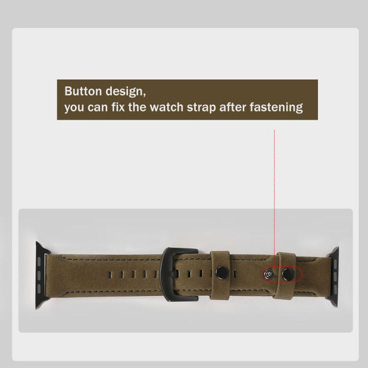 Lisslune | For Apple Watch 5 and 4 40mm / 3 and 2 and 1 38mm Leather Strap (Army Green)