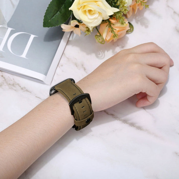 Lisslune | For Apple Watch 5 and 4 40mm / 3 and 2 and 1 38mm Leather Strap (Army Green)