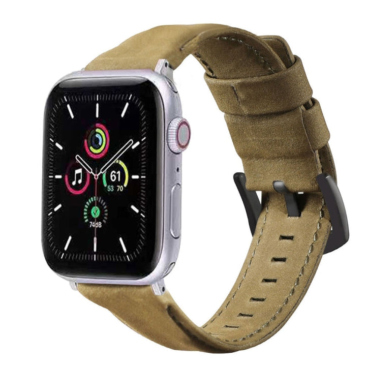 Lisslune | For Apple Watch 5 and 4 40mm / 3 and 2 and 1 38mm Leather Strap (Army Green)