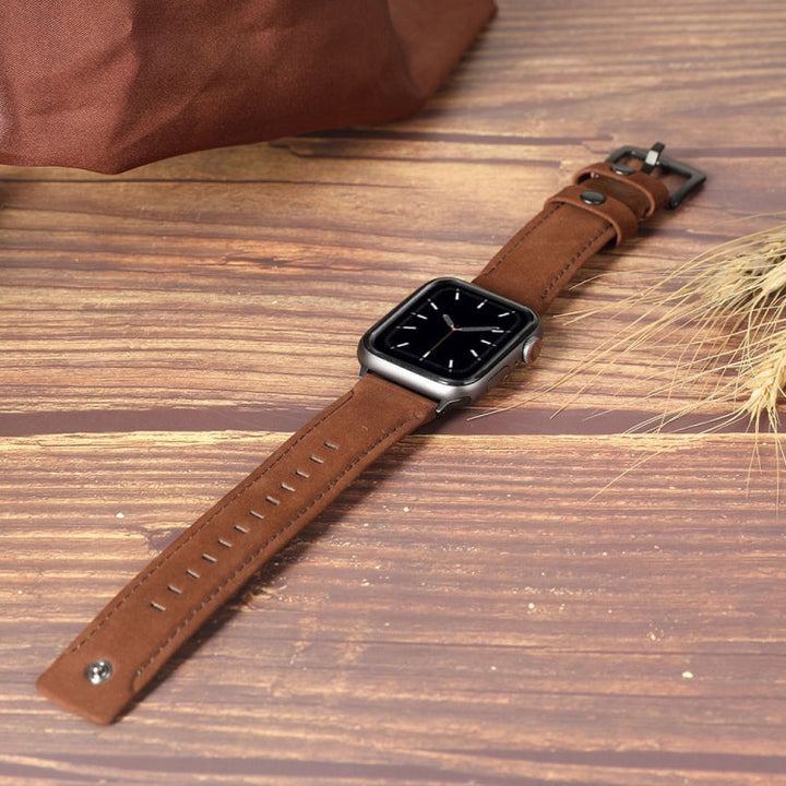 Lisslune | For Apple Watch 5 & 4 40mm / 3 & 2 & 1 38mm Leather Watch Strap (Coffee Color)