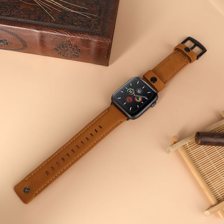 Lisslune | For Apple Watch 5 & 4 44mm / 3 & 2 & 1 42mm Leather Watch Band (Brown)