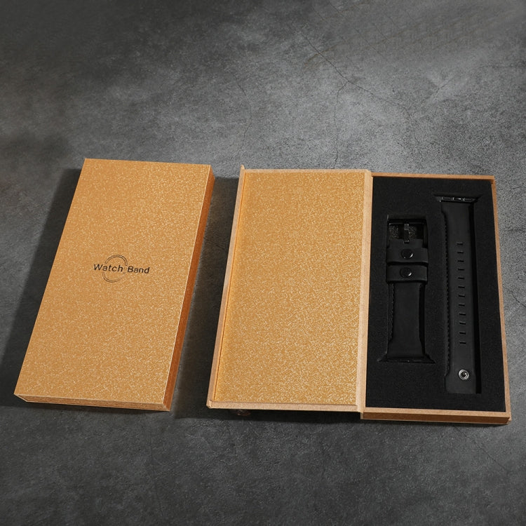 Lisslune | For Apple Watch 5 & 4 44mm / 3 & 2 & 1 42mm Leather Watch Band (Black)