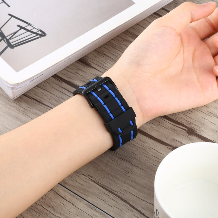 Lisslune | For Apple Watch 5 & 4 44mm / 3 & 2 & 1 42mm Silicone Wave Style Watch Band (Blue)