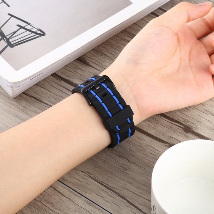 Lisslune | For Apple Watch 5 & 4 44mm / 3 & 2 & 1 42mm Silicone Wave Style Watch Band (Blue)