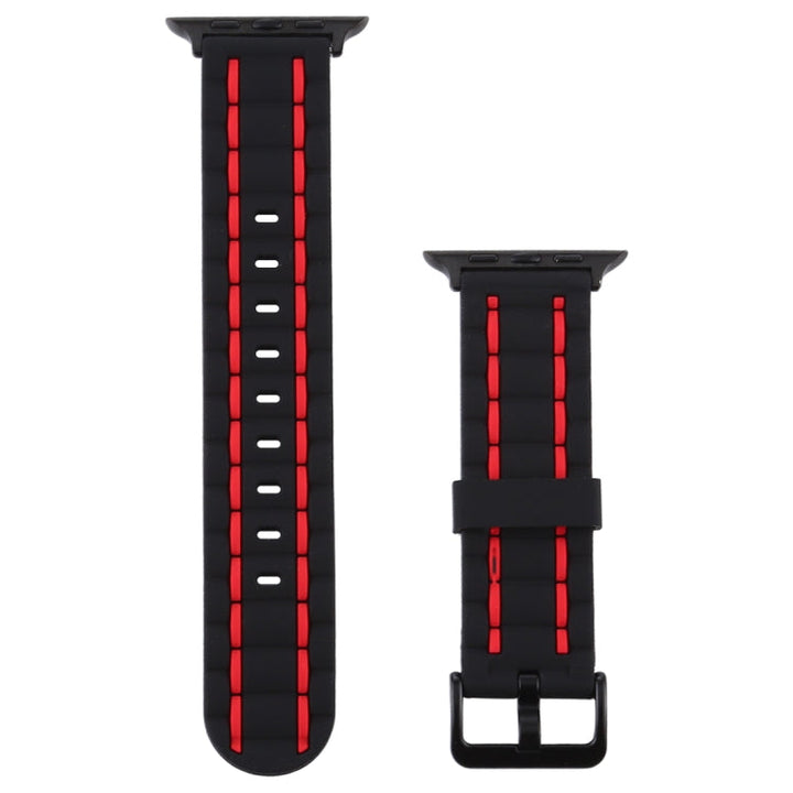 Lisslune | For Apple Watch 5 and 4 44mm / 3 & 2 & 1 42mm Silicone Wave Style Watch Strap (Red)