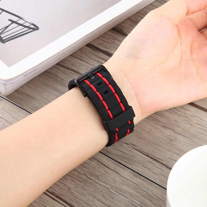 Lisslune | For Apple Watch 5 and 4 44mm / 3 & 2 & 1 42mm Silicone Wave Style Watch Strap (Red)