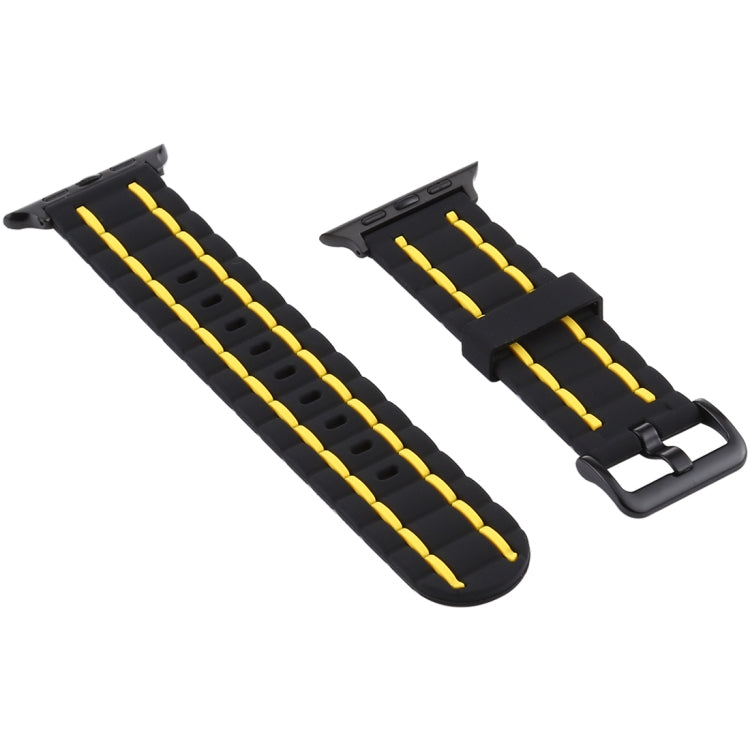 Lisslune | For Apple Watch 5 & 4 44mm / 3 & 2 & 1 42mm Silicone Wave Style Watch Band (Yellow)