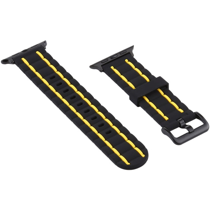 Lisslune | For Apple Watch 5 & 4 44mm / 3 & 2 & 1 42mm Silicone Wave Style Watch Band (Yellow)