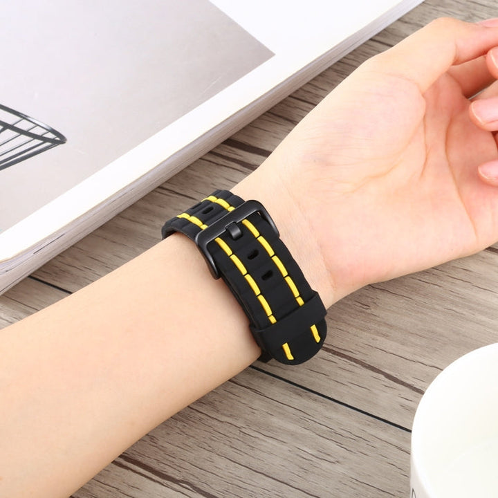 Lisslune | For Apple Watch 5 & 4 44mm / 3 & 2 & 1 42mm Silicone Wave Style Watch Band (Yellow)