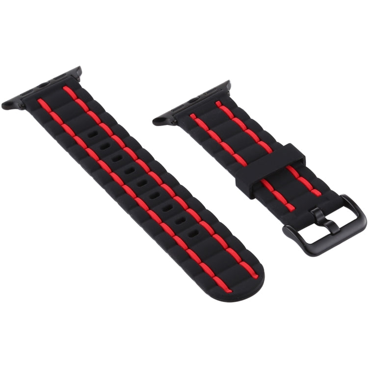 Lisslune | For Apple Watch Series 8&7 41mm / SE 2&6&SE&5&4 40mm / 3&2&1 38mm Silicone Wave Style Watch Band (Red)