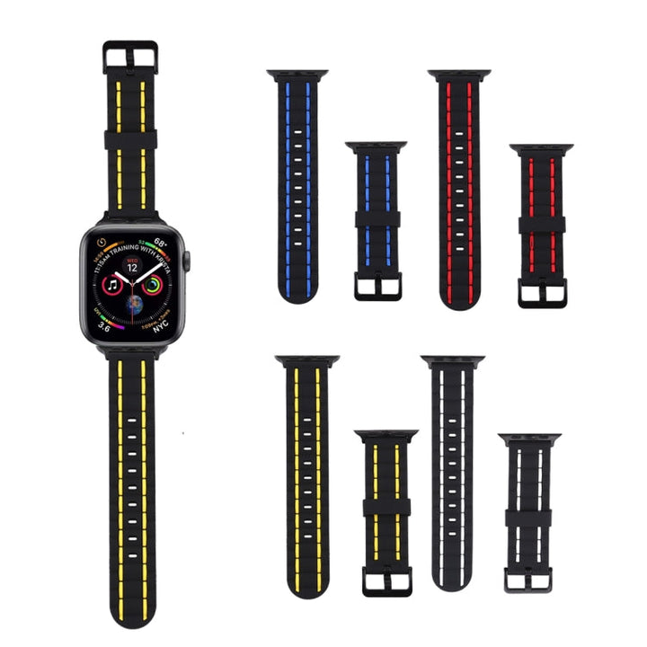 Lisslune | For Apple Watch Series 8&7 41mm / SE 2&6&SE&5&4 40mm / 3&2&1 38mm Silicone Wave Style Watch Band (Yellow)