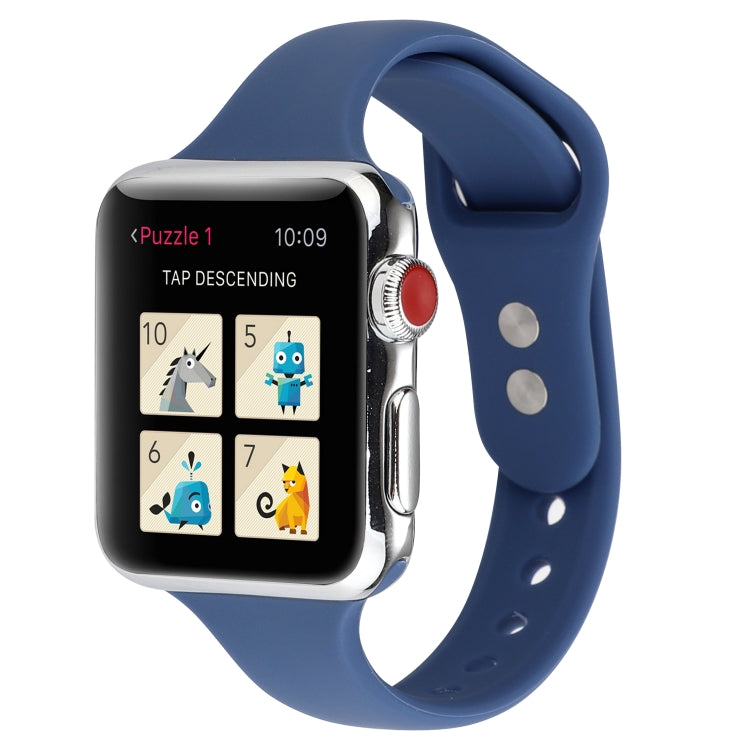 Lisslune | For Apple Watch 5 & 4 44mm / 3 & 2 & 1 42mm Thin Silicone Double Buckle Watch Strap (Navy Blue)