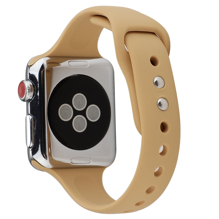 Lisslune | For Apple Watch 5 & 4 44mm / 3 & 2 & 1 42mm Thin Silicone Double Closure Band (Walnut)