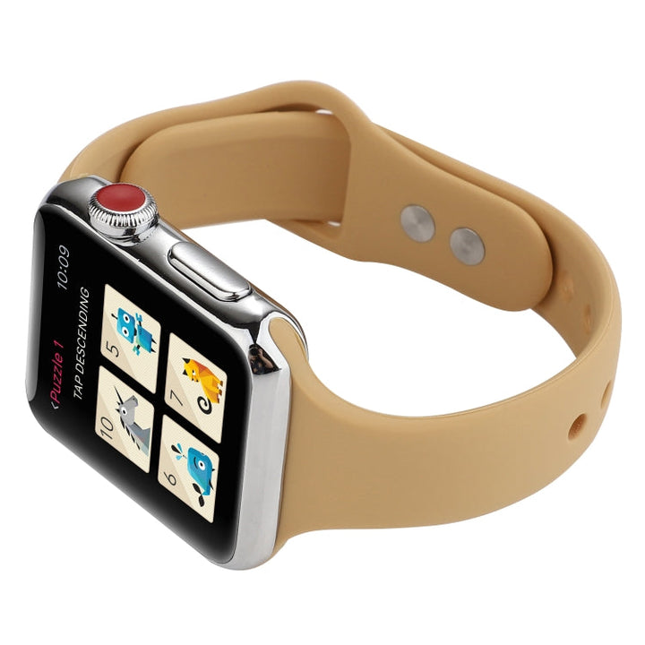 Lisslune | For Apple Watch 5 & 4 44mm / 3 & 2 & 1 42mm Thin Silicone Double Closure Band (Walnut)