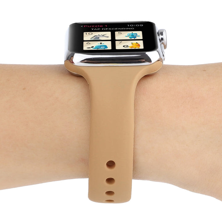 Lisslune | For Apple Watch 5 & 4 44mm / 3 & 2 & 1 42mm Thin Silicone Double Closure Band (Walnut)