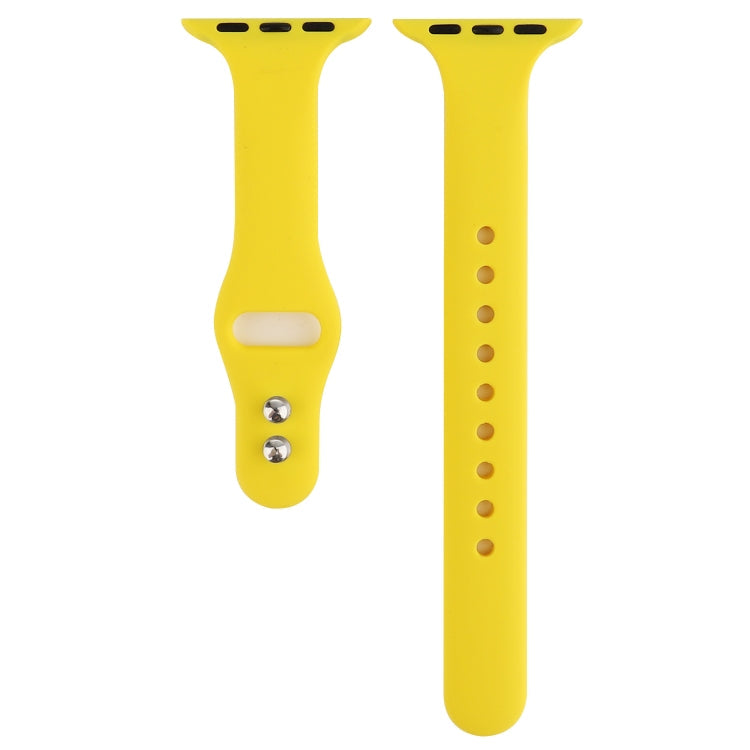 Lisslune | For Apple Watch 5 & 4 44mm / 3 & 2 & 1 42mm Thin Silicone Double Closure Watch Strap (Yellow)