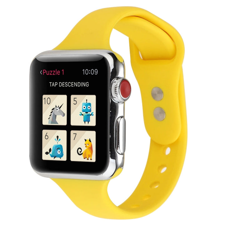 Lisslune | For Apple Watch 5 & 4 44mm / 3 & 2 & 1 42mm Thin Silicone Double Closure Watch Strap (Yellow)