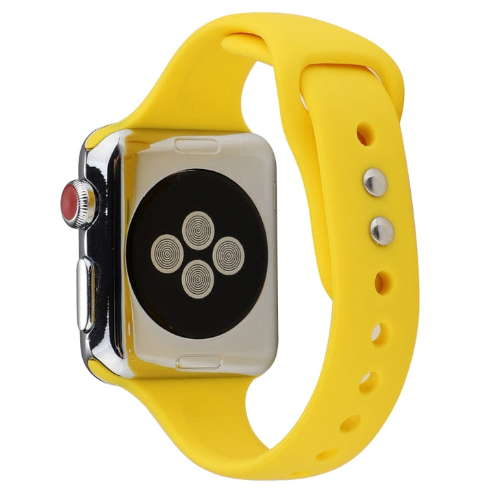 Lisslune | For Apple Watch 5 & 4 44mm / 3 & 2 & 1 42mm Thin Silicone Double Closure Watch Strap (Yellow)