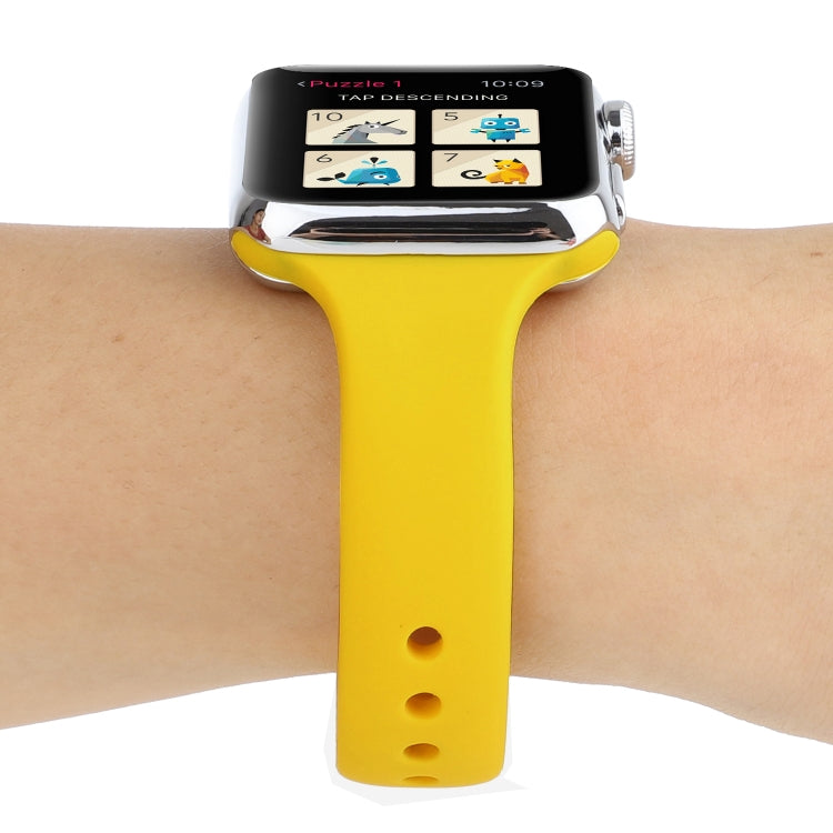 Lisslune | For Apple Watch 5 & 4 44mm / 3 & 2 & 1 42mm Thin Silicone Double Closure Watch Strap (Yellow)