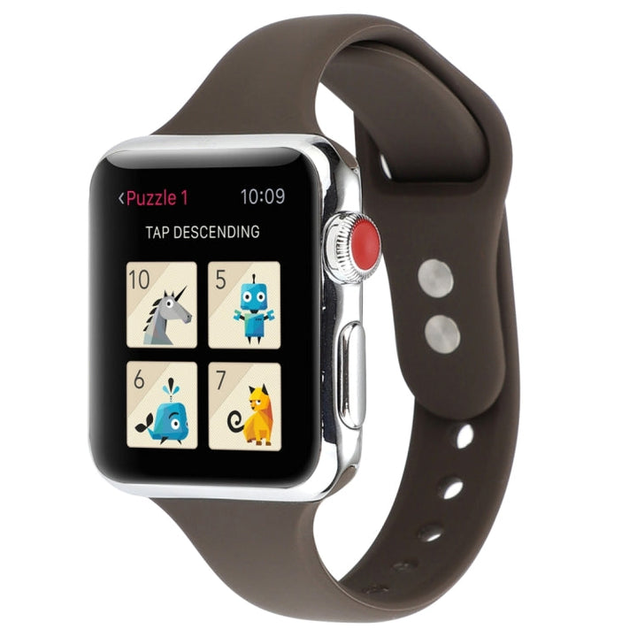 Lisslune | For Apple Watch 5 & 4 44mm / 3 & 2 & 1 42mm Thin Silicone Double Closure Watch Band (Cocoa)