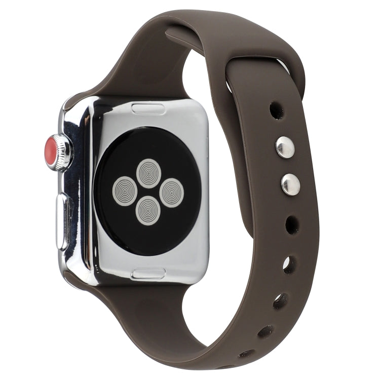 Lisslune | For Apple Watch 5 & 4 44mm / 3 & 2 & 1 42mm Thin Silicone Double Closure Watch Band (Cocoa)